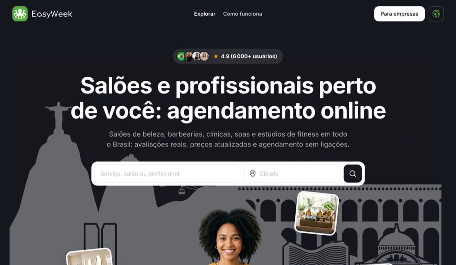 Página inicial do catálogo EasyWeek no Brasil